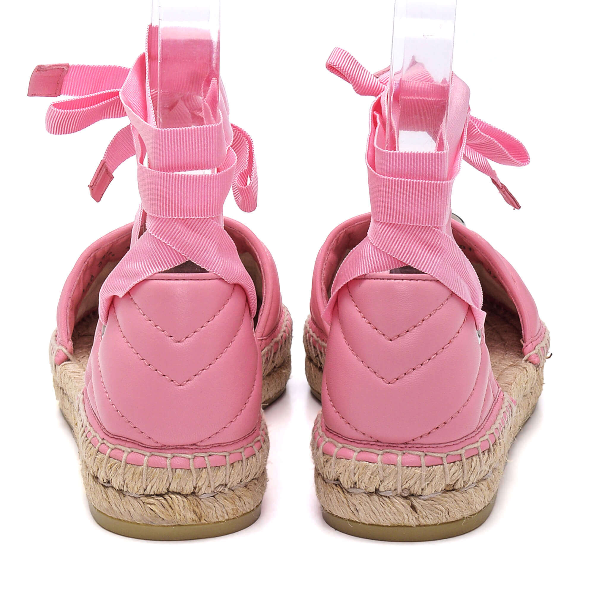 Gucci - Pink Leather Espadrilles With Ankle Strap